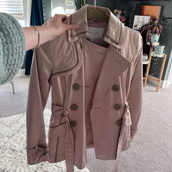 Jessica Simpson trench coat XS satin jacket - Picture 8 of 13
